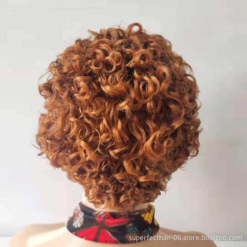 Perruque Colored Pixie Cut Wig Human Hair Curly Bob Short Pixie Cut Lace Wig Bleached Knots Lace Frontal Pixie Curls Wig